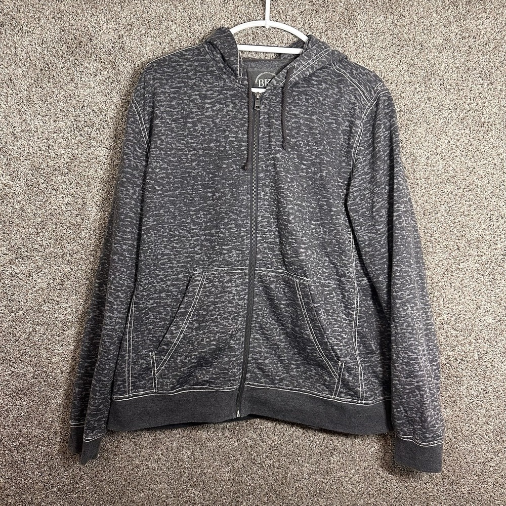BKE Mens XXL Gray Full Zip Hoodie Sweatshirt Fit‎ Casual Lightweight Layer Vents